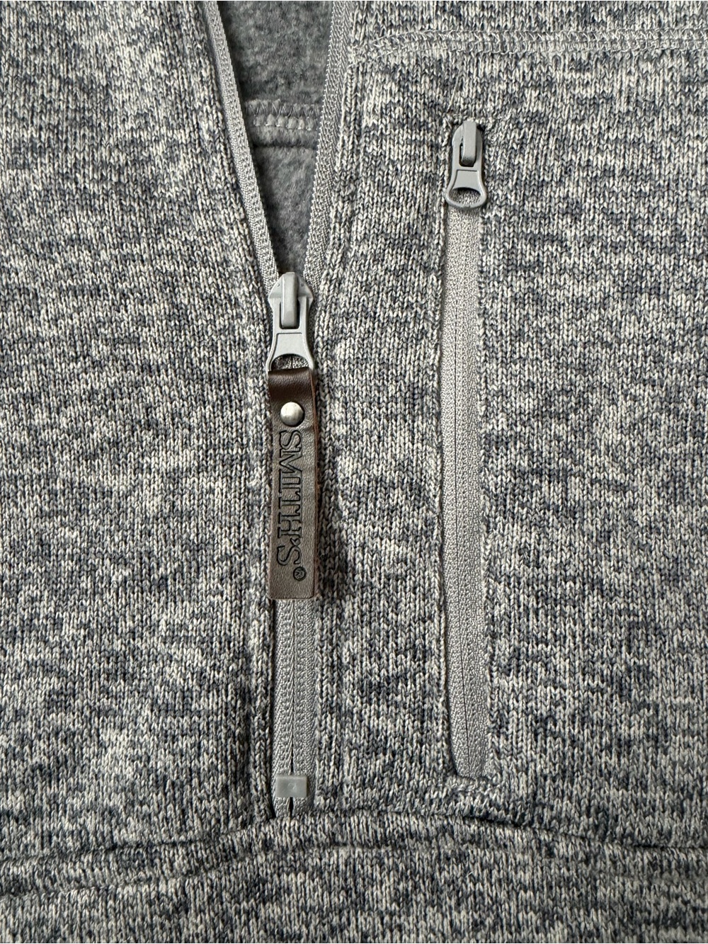 Smith’s Workwear Men’s L Gray Sweater Fleece 1/4 Zip Pullover Pockets - Picture 5 of 11